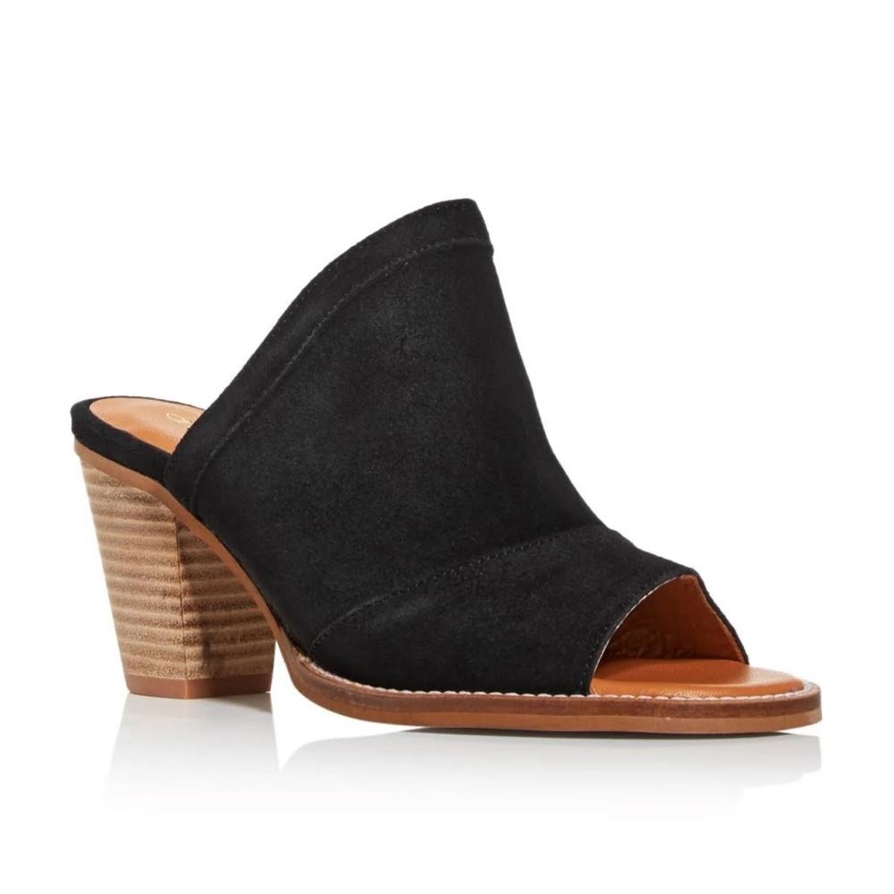 ANDRE ASSOUS SURI SLIP ON SLIDE BLACK HEEL 7